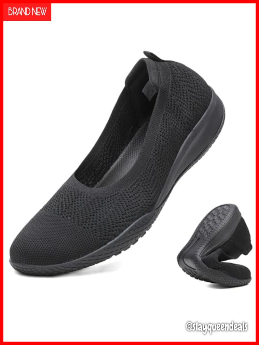 Women's Knit Slip On Flats Lightweight Comfort Walking Sneakers